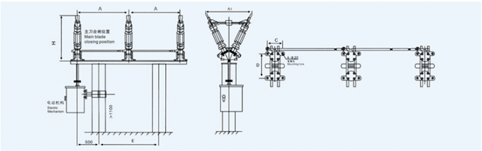 Serie al aire libre del aislador XK GW5 del interruptor de la desconexión del disyuntor 33kv que desconecta el interruptor